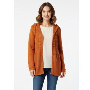 Christopher & Banks 100% Cotton Orange Cable Knit Cardigan